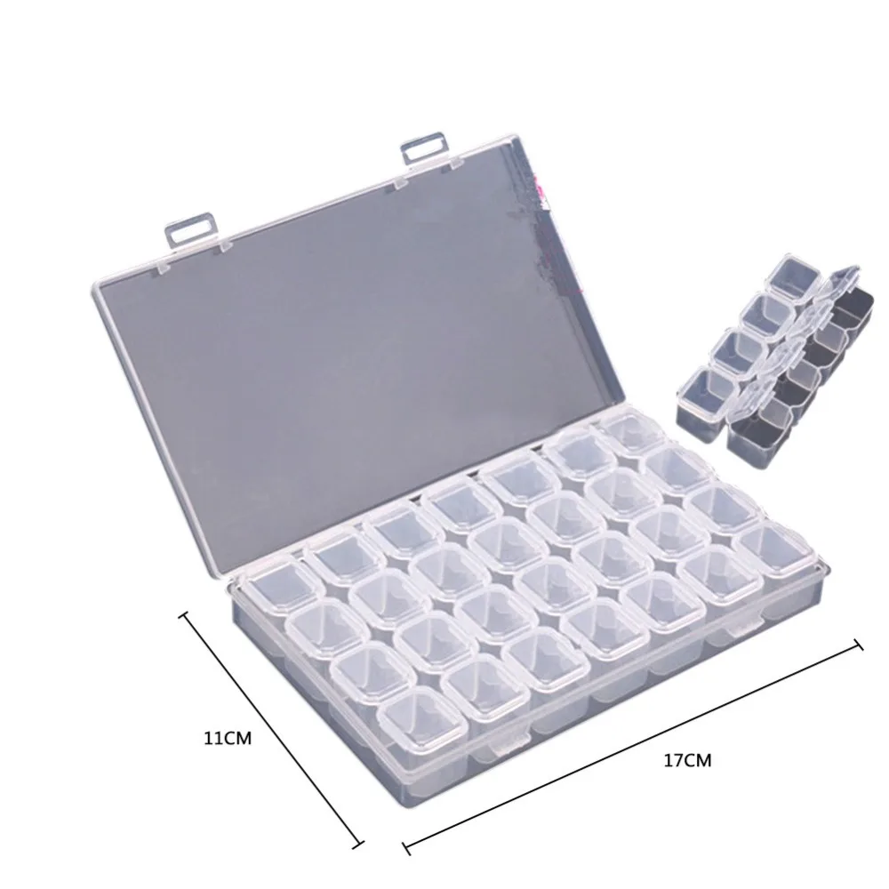 

28 Grid Multifuntional Diamond Embroidery Box Medicine Diamond Painting Accessory boxes Case CrossStitch Tools 2 Style