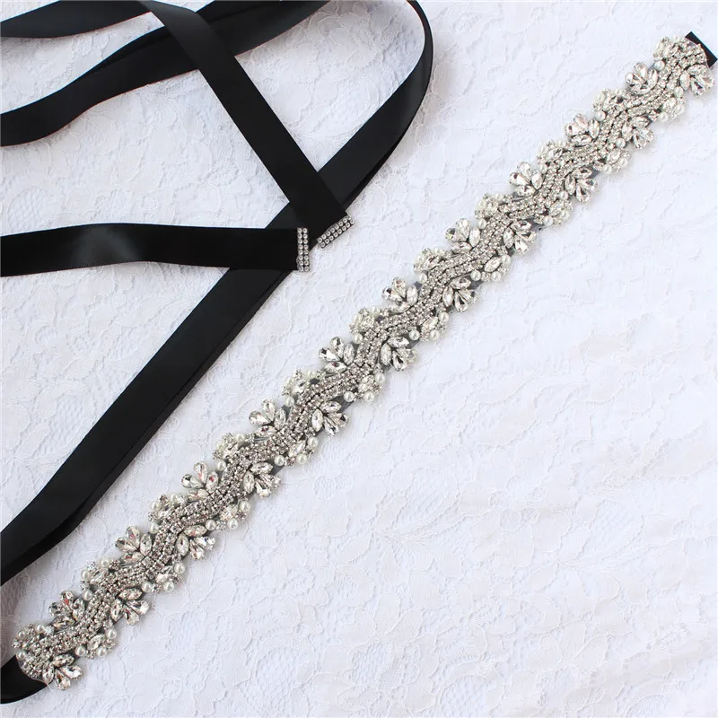 

YJWSXF Hoge Kwaliteit Strass Jurk Riem 2018 Lange Crystal Gorgeous Bruiloft Accessoires Bruids Riem