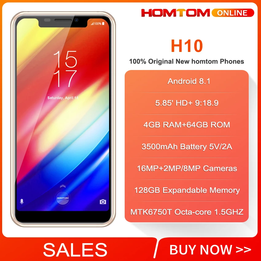 Оригинальный HOMTOM H10 18:9 5 85 &quotMTK6750T 1 GHz Octa Core мобильный телефон 4 Гб Оперативная