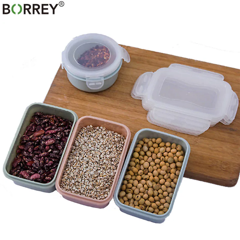 

BORREY 1Pc Food Grade Small Food Storage Box Reusable Keep Food Fresh Storage Box Roundr Square Kitchen Food Storage Containers