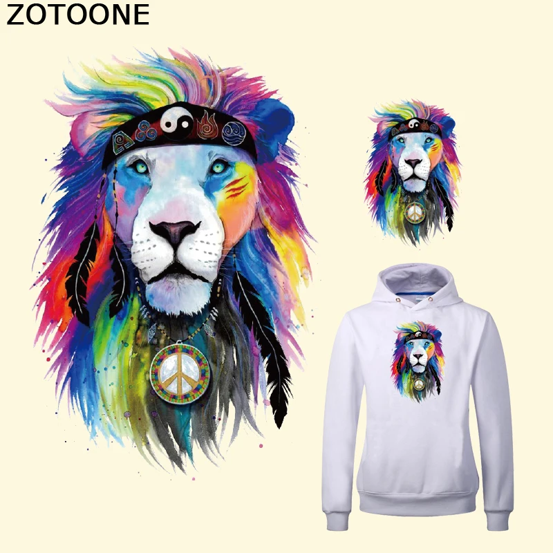 

ZOTOONE Watercolor Lion Europe Style Stickers 12.5*18.5cm Patch T-shirt Dresses Jaket Thermal Iron on Transfer Patch for Clothes