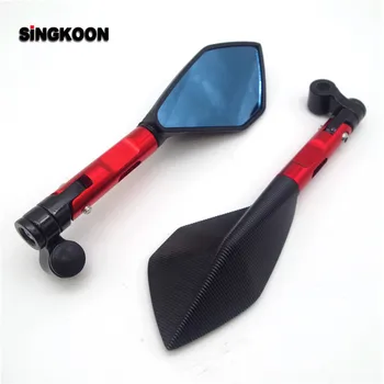 

8 10mm universal cnc motorcycle mirrors Blue Lens Rearview Side Mirror FOR honda shadow goldwing piaggio bobber Yamaha ybr 125