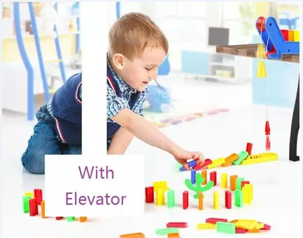 New Automatic placement Domino Electric Train kit Set Up Blocks Elevator Springboard Bridge Set Colorful Bricks Plastic toy gift