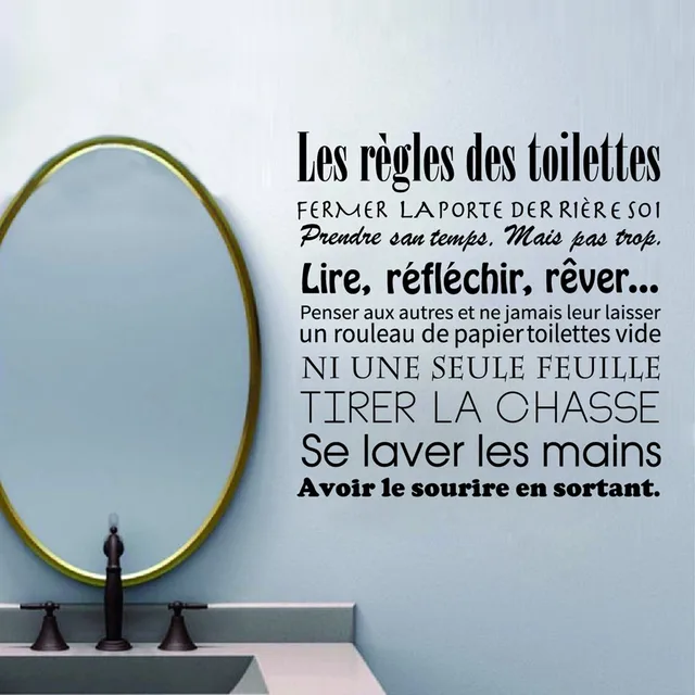 French Bathroom Rules Wall Stickers Waterproof And Removable Toilet French Bathroom Rules Wall Stickers Waterproof And Removable Toilet Vinyl Decals Mural Art