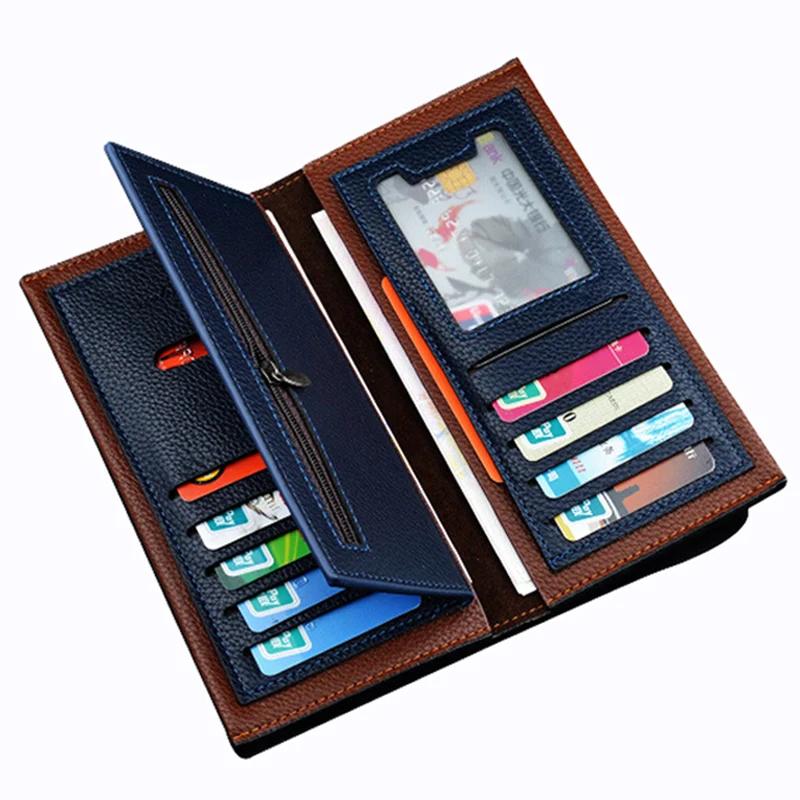 

Top Quality leather long wallet mens zipper around wallets men women money bag pocket money clip male clutch