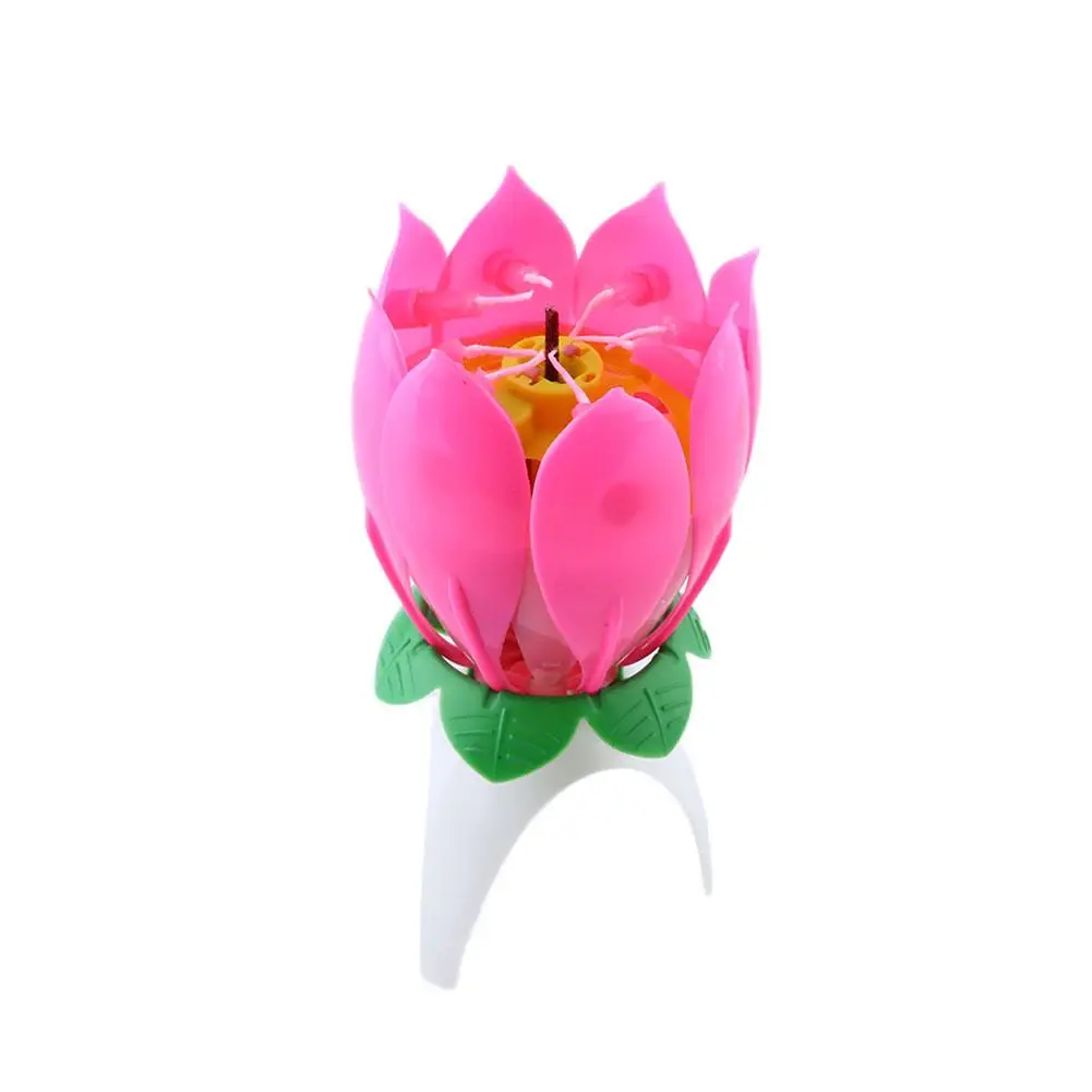 

Musical Birthday Candle Romantic Musical Lotus Flower Happy Birthday Party Gift Music Candle Lights Wedding Decor Drop shipping