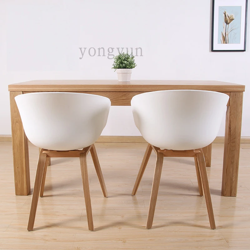 Пластик стул минималистский современная мода деревянный стопы стул, столовая мебель Пластик PP сиденье с деревянной ногой
