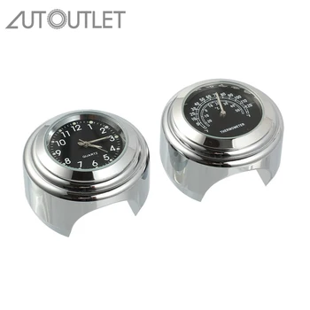 

AUTOUTLET Universal Motorcycle Handlebar Mount Dial Clock Watch Temp Thermometer Waterproof Motorcycles Accessories White Black