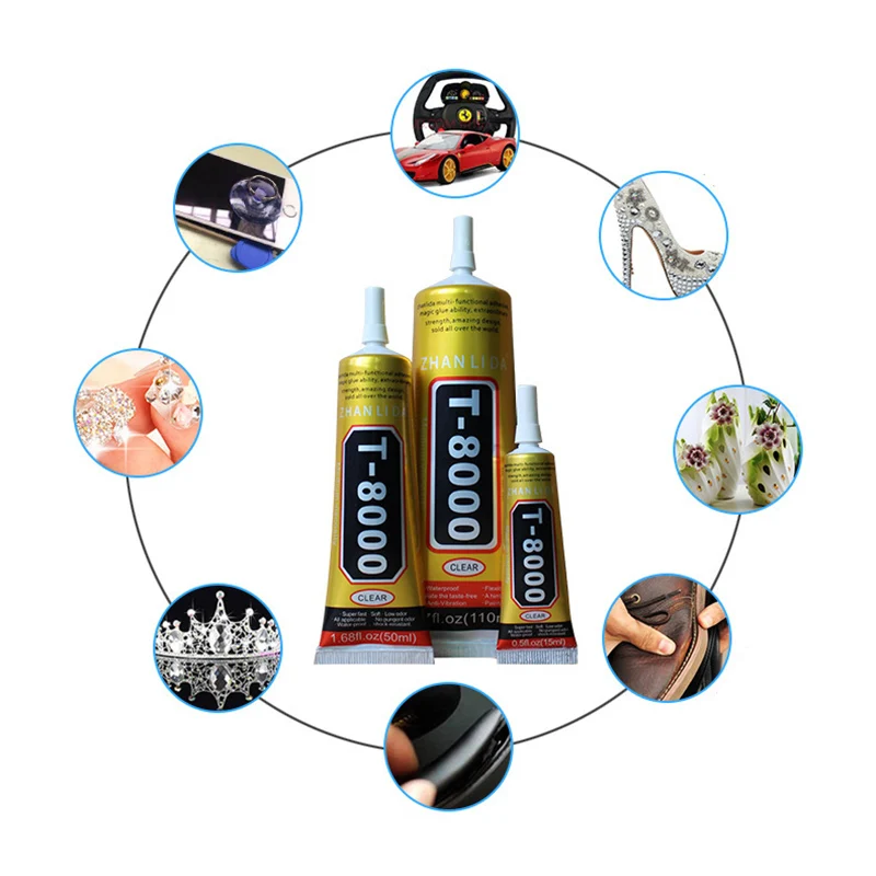 

110ml DIY MultiPurpose Liquid T8000 Super Glue T-8000 Strong Epoxy Resin Adhesive For Crystals Craft Rhinestone Phone Screen