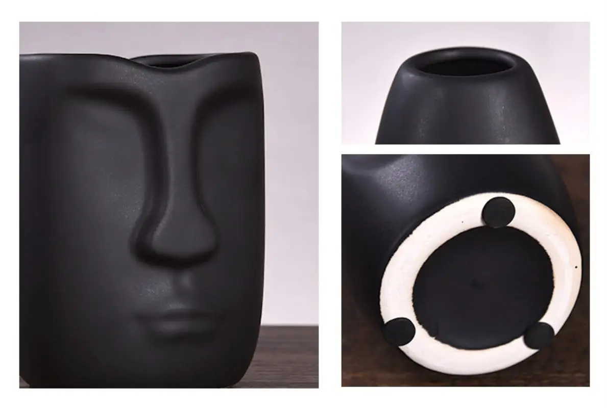 2019 Newes tModern creative ceramic vase decoration indoor home decoration For Black-and-white head