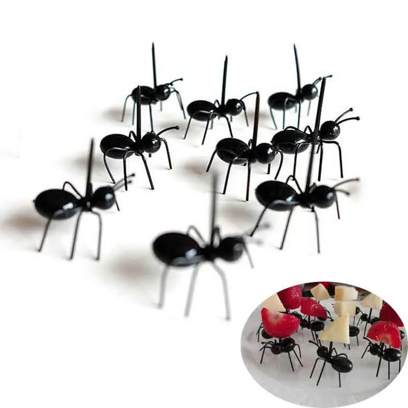 

12/PCS Plastic Creative Animals Ant Dessert Fruit Fork Plastic Party Decorative Toothpick Kitchen Cocina Home Decor Accessories