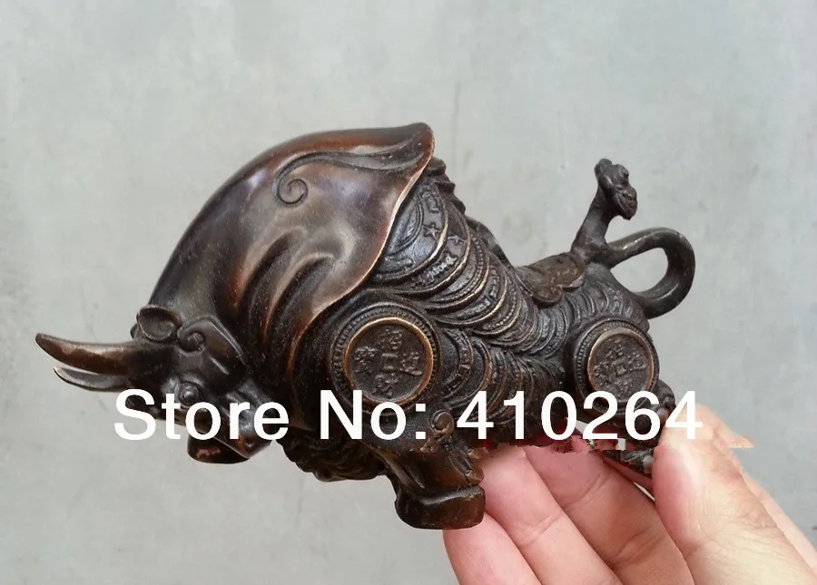 

[Nice Discount ] fast Shipping classical Sign Rich Coins Wealth Money Bull Lucky Bronze statue ox Sculpture