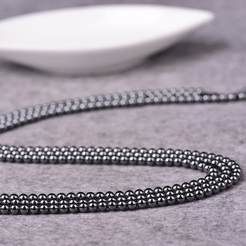 Natural Stone Black Hematite Beads 4 6 8 10 MM 15/" Per Strand Pick Size For Jewe