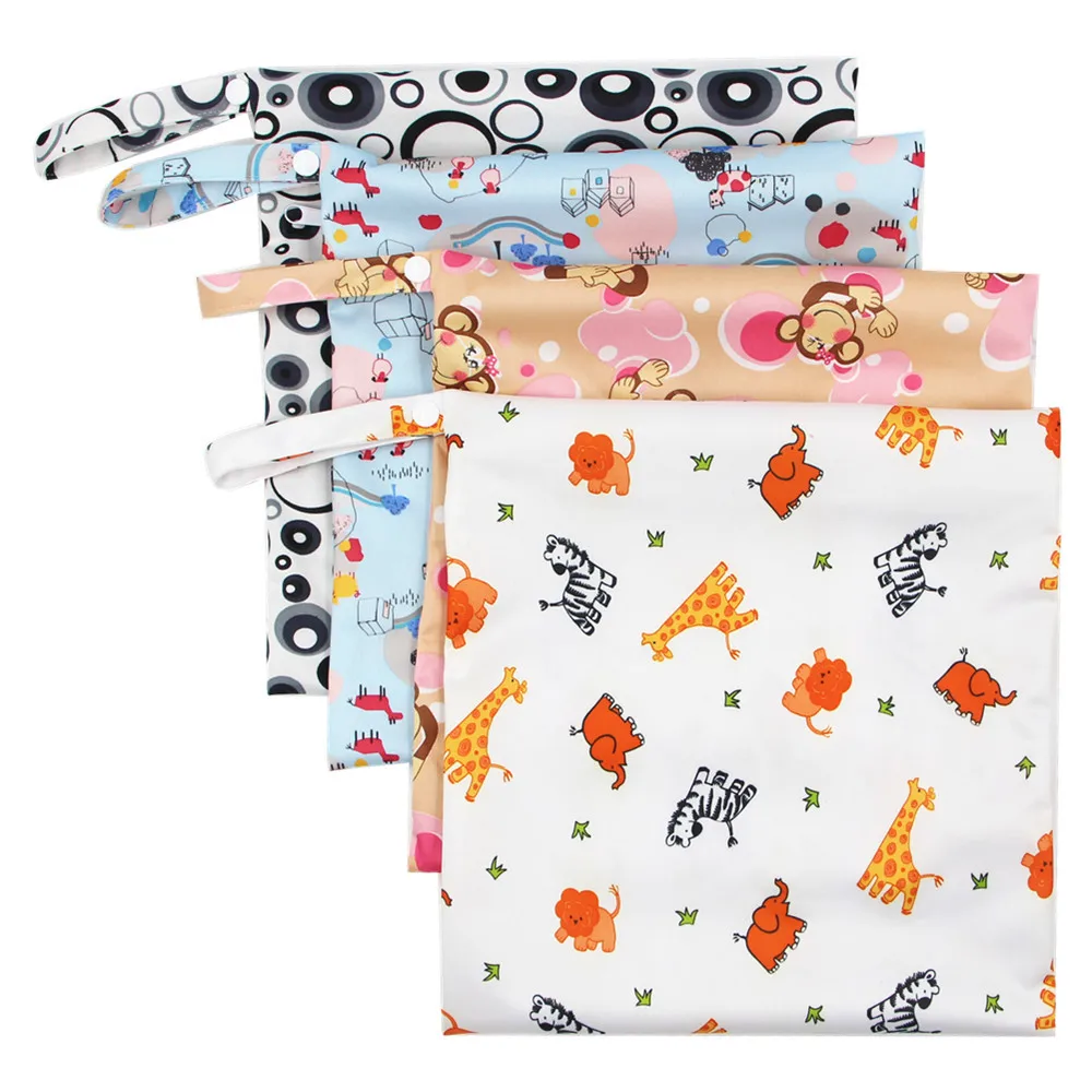 HTB1ItlvadzvK1RkSnfoq6zMwVXaM Cute Cartoon Striped Baby Diaper Bag Waterproof Travel Maternity Small Wet Bags for Mommy Storage Stroller Accessories 28*30cm