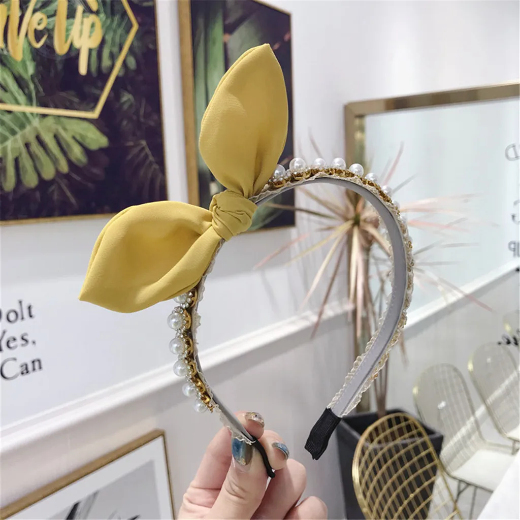 

2019 Bow Knot Wedding Birthday New Crystal Pearl Hair Bands Headband Hair Accessories Ornaments Head Wear Hoop for Women Girls
