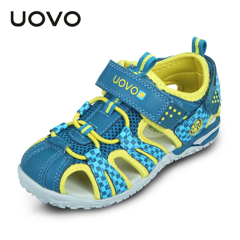 baratas UOVO 2018 Crianças de Verão Sapatos Sandálias de Moda Infantil Para Meninos E Meninas Hook And Loop Cut Outs Sandálias Da Praia do verão Tamanho 26 # 36 #