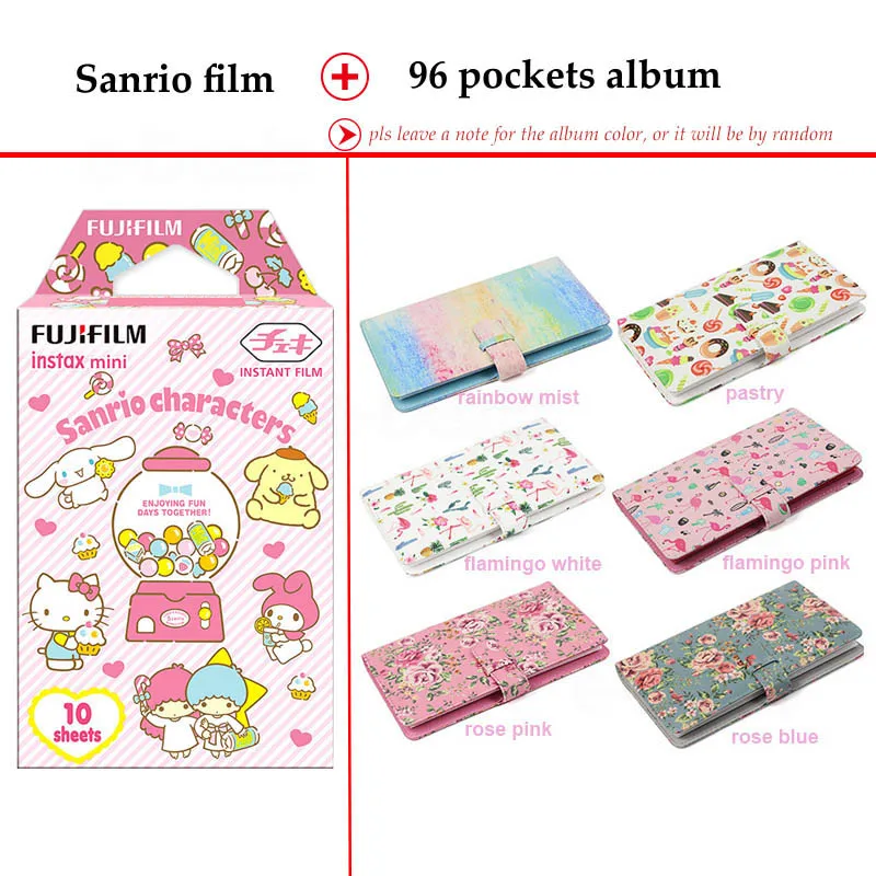 Fujifilm Instax Мини пленка Sanrio 10 листов для Instax Mini 9 8+ 7 s 70 90 25 мгновенный Polariod камера принтер для смартфонов SP-2 1 - Цвет: Film and 96P Album