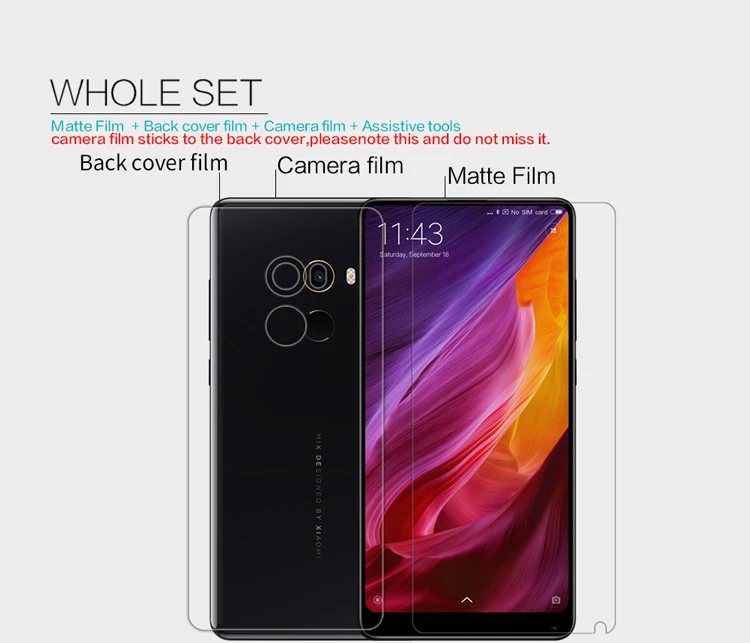 2Pcs/lot Nillkin Xiaomi Mi Mix 2 Screen Protector Matte Protective Film Not Glass For Xiaomi Mi Mix 2 a-mobile-mi