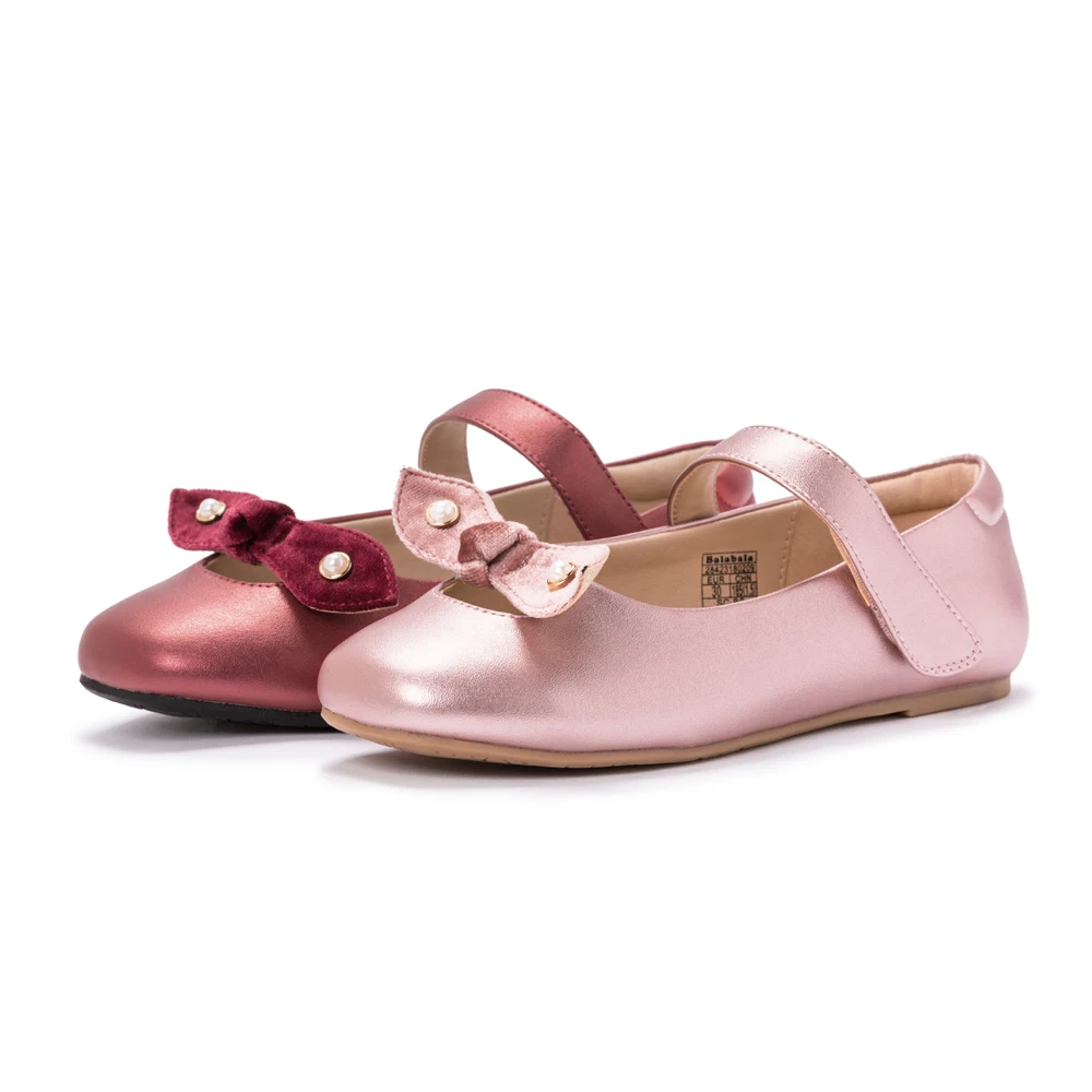 Balabala/ г.; Осенняя обувь для маленьких девочек; однотонные туфли для танцев с маленьким бантом; Размеры 25-32; модельные туфли принцессы для девочек