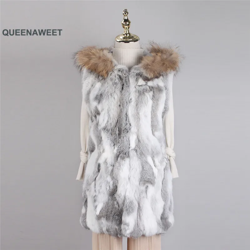 

002 2019 New Autumn Lady Genuine Natural real Fur Rabbit Fur Vest Winter Women Fur Waistcoat Female Outerwear Coats