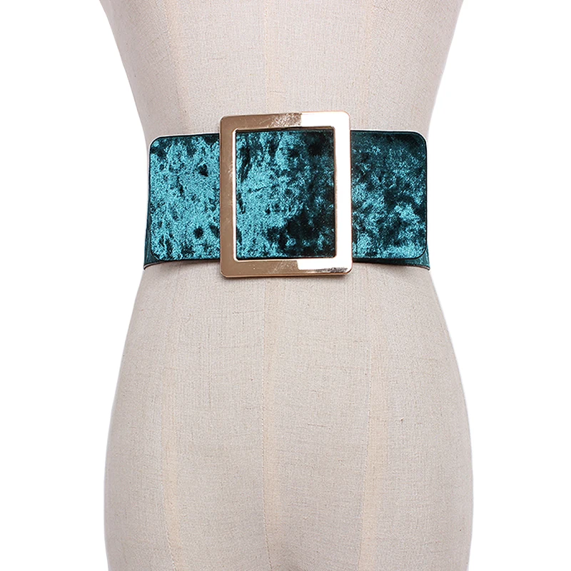 

new brand design Velvet wide Waist Belts For Women Dress causal Corset Belt Large metal Buckle Girdle Cummerbunds accessories