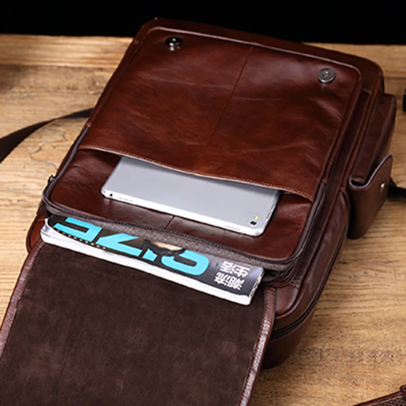 New Genuine leather Men's backpack retro casual 15\