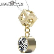 Jewellwang Moissanites Pendants For Women Certified Color De/LC 0.3ct Luxury Fantasy Saline Lake 18K Yellow Gold Poker Original