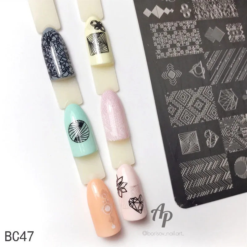 1 шт. 12*6 см серия BC Цветочные штампованные пластины для ногтей DIY изображения