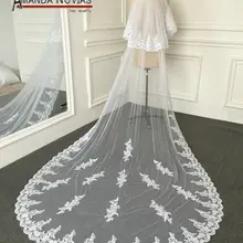 Реальные примеры фотографий без Бисер 3.5 м два Слои Кружево фата длиной Тюль с Кружево аппликация край