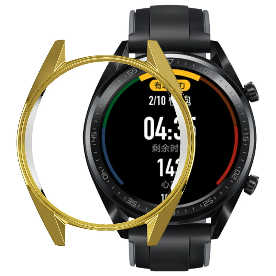 Для huawei Watch GT 2 чехол с мягким покрытием ТПУ защитный чехол для часов рамка оболочка протектор кожи для huawei GT 46 мм аксессуар - Цвет: Золотой