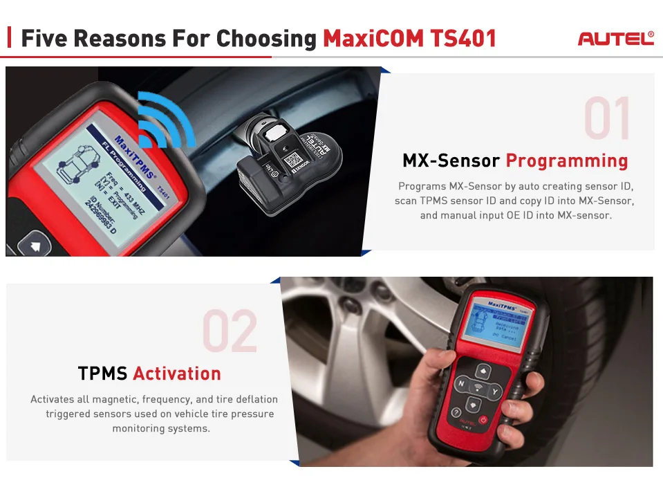 AUTEL MaxiTPMS TS401 TPMS OBD2 автомобильный программируемый шиномонтажный датчик активатор декодер код ридер автомобильный диагностический инструмент