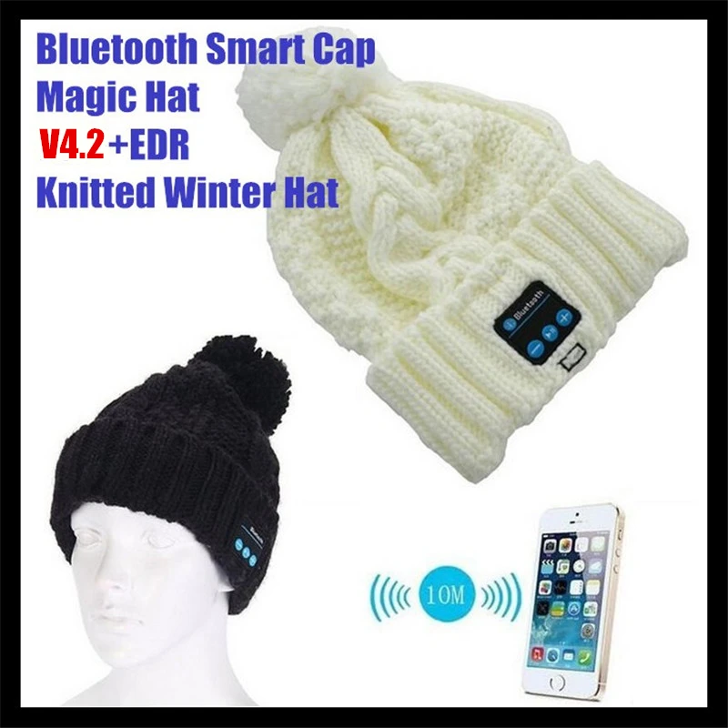 100pcs! Women&Girl's Wireless Bluetooth V4.2 Smart Woolen Beanie Winter Hat Headset Hands-free Music Magic Cap,Mp3 Speaker Mic