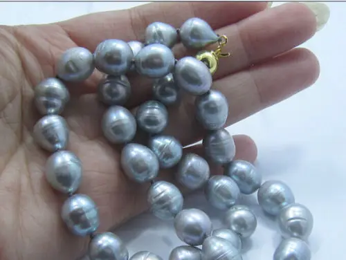 

Free Shipping >>HUGE AAA 10-13MM NATURAL SOUTH SEA GRAY PEARL NECKLACE 18 INCH