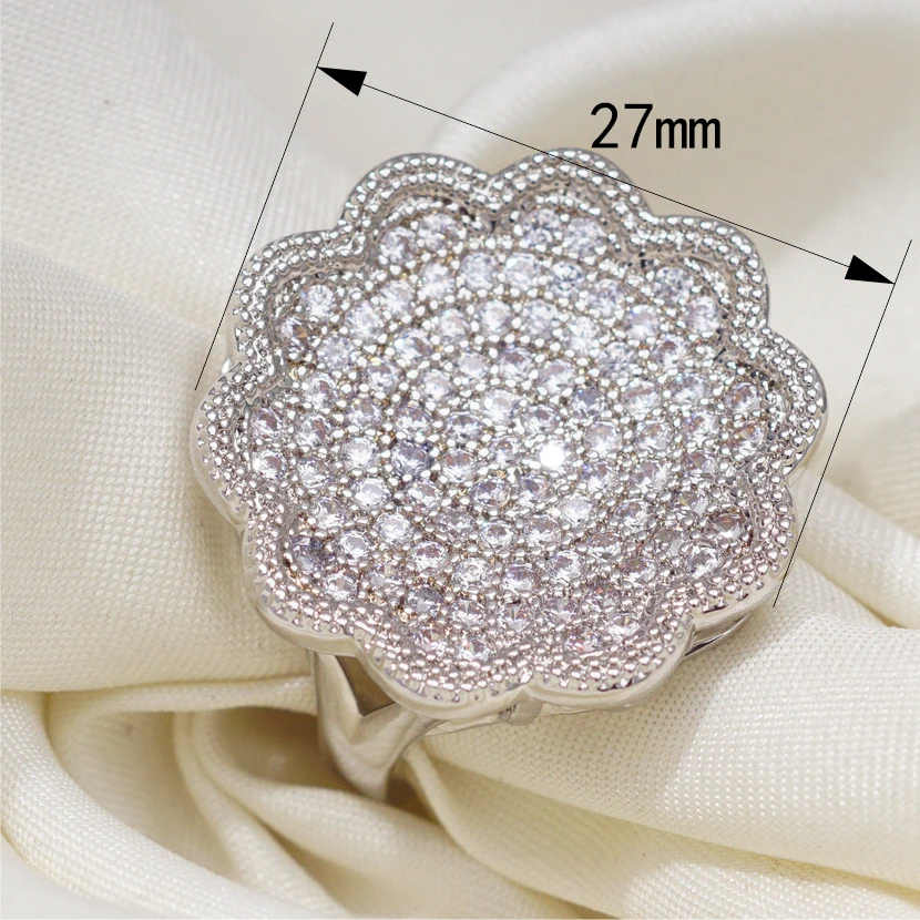 Вогнутые вечерние кольца с цветочным дизайном, большие кольца для женщин и мужчин, роскошное кольцо высокого качества с микро проложенным покрытием, ювелирное изделие в Дубае, Прямая поставка