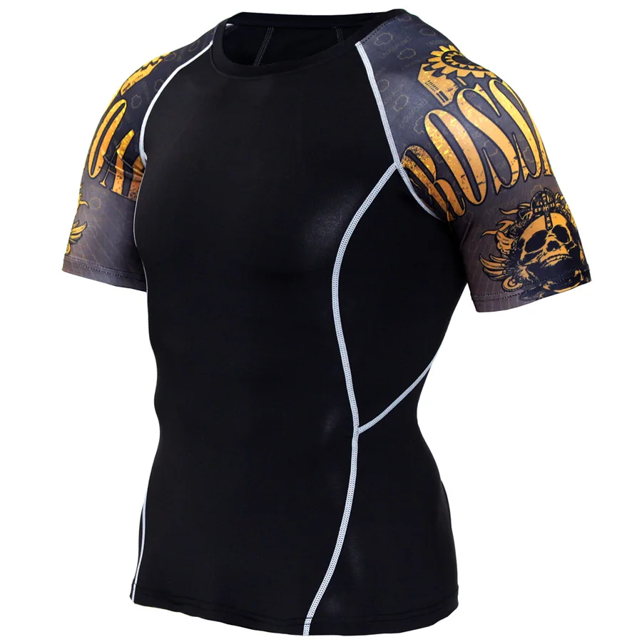 S-4XL Мужская компрессионная рубашка для бега Мужская быстросохнущая Спортивная футболка для фитнеса Мужская Рашгард для MMA футболки для бодибилдинга - Цвет: TD51