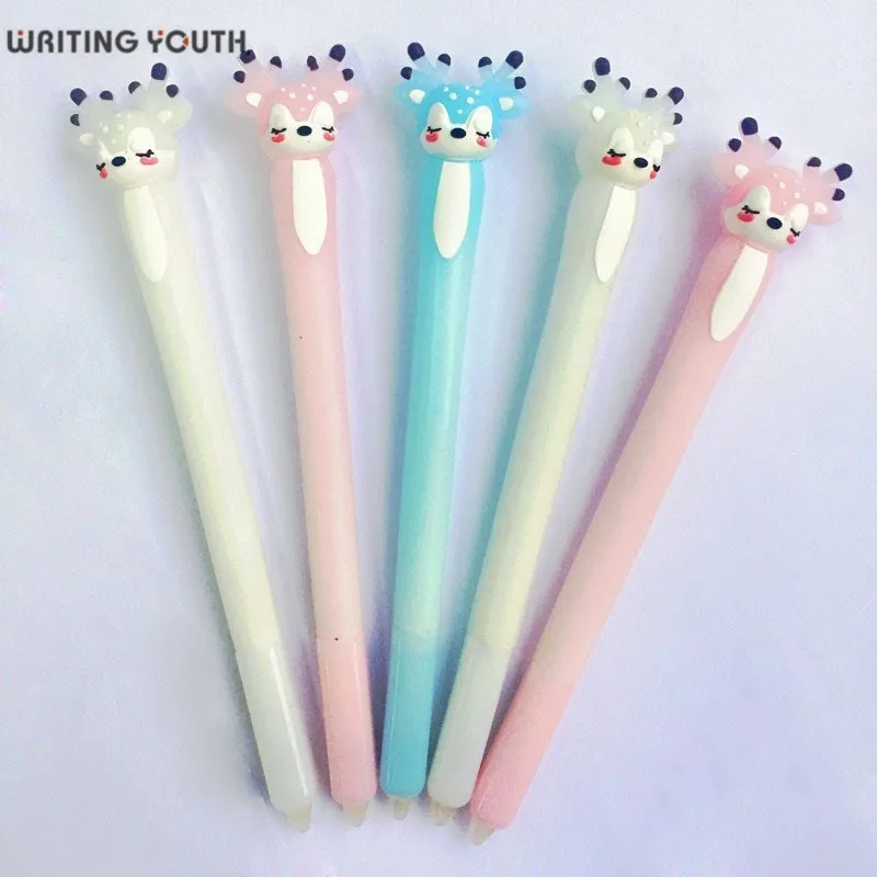 

Cute Baby Deer Erasable Pen Multi-function Gel Pen Blue Ink Silica Gel Material Student Stationery 0.5mm Writing Fluency
