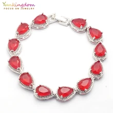 Yunkingdom, индийские браслеты с кристаллами для невесты, для женщин, красная капля воды, циркон, модные свадебные ювелирные изделия, браслет-цепочка