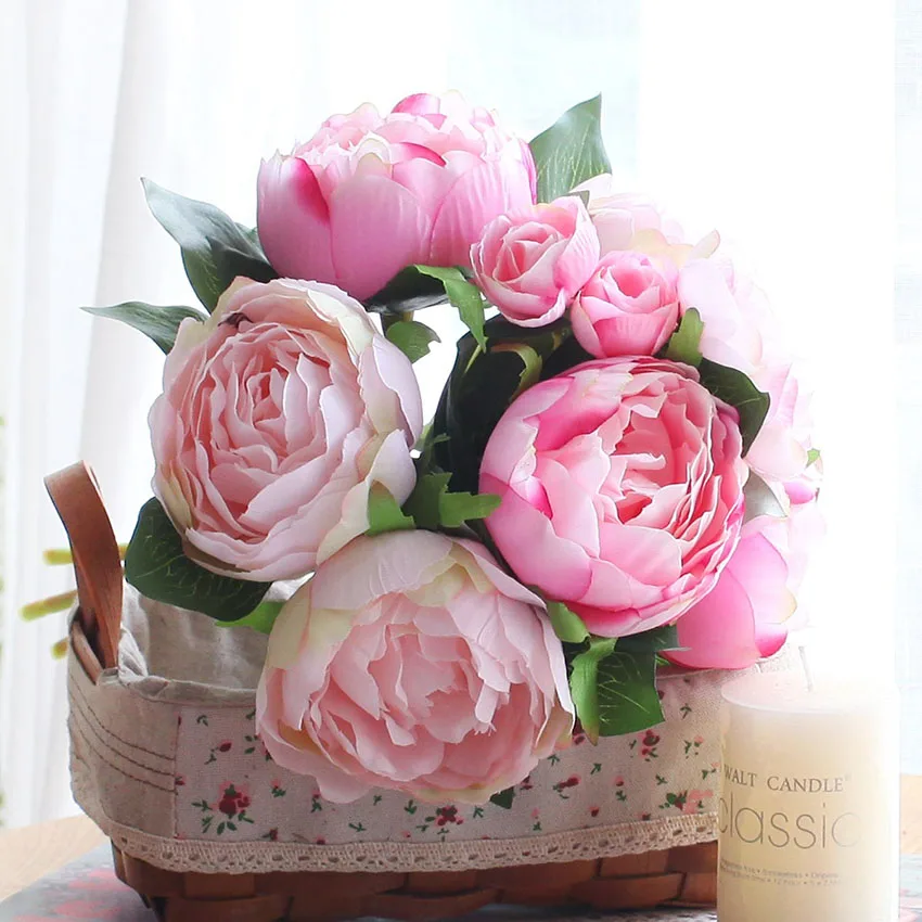 artificial flowers peony wedding flowers bridal bouquet  (44)