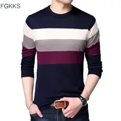 FGKKS Для мужчин свитера 2018 осень-зима мужские хлопковые пуловеры Для мужчин Повседневное свитер с круглым вырезом Для мужчин в полоску с