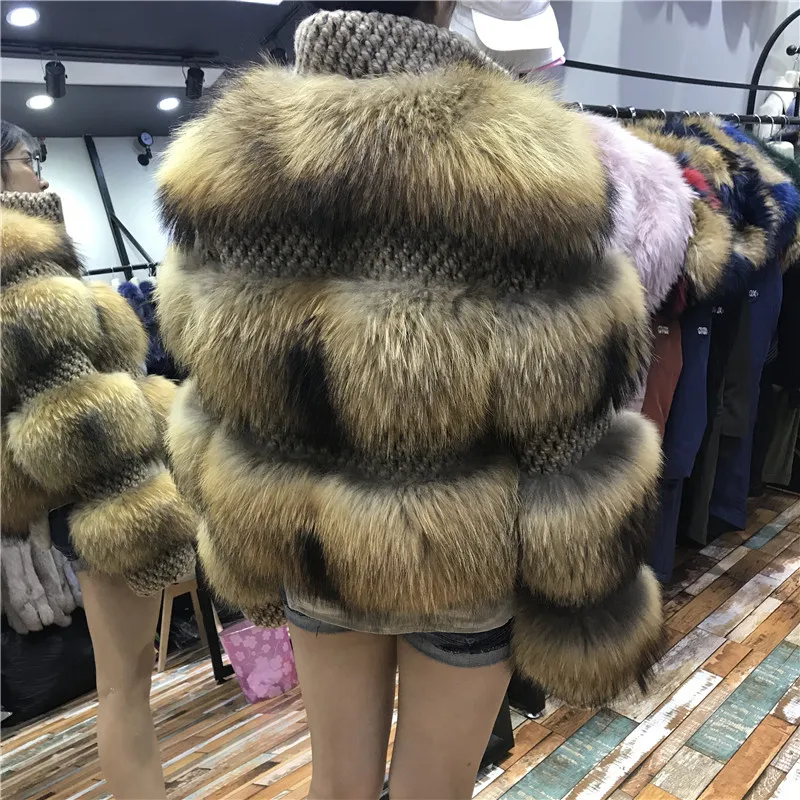 Куртка из меха енота, женская зимняя шуба из натурального меха, Высококачественная шуба из натурального меха енота