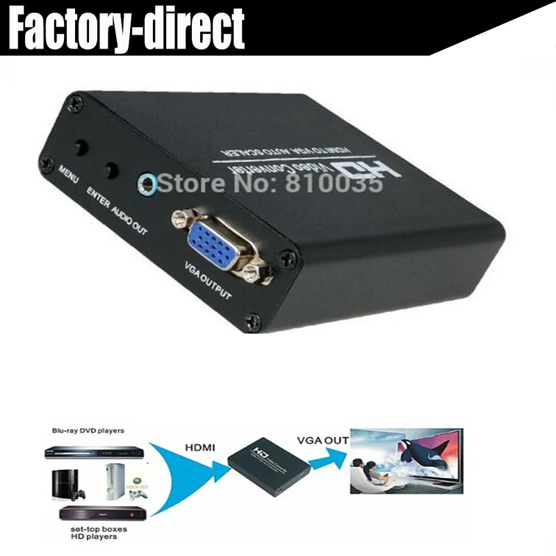 1080P HDMI to VGA Scaler audio output converter HDCP decoder up to