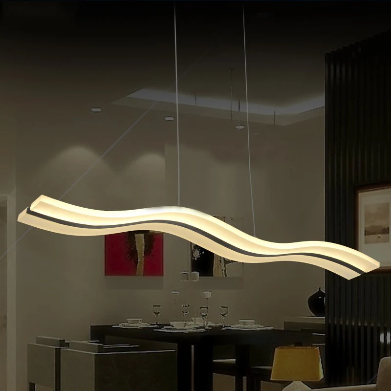 

Modern Wave LED Pendant Light 38W Acrylic Hanging Lamp for Dining Room Restaurant Living Room Length Adjustable