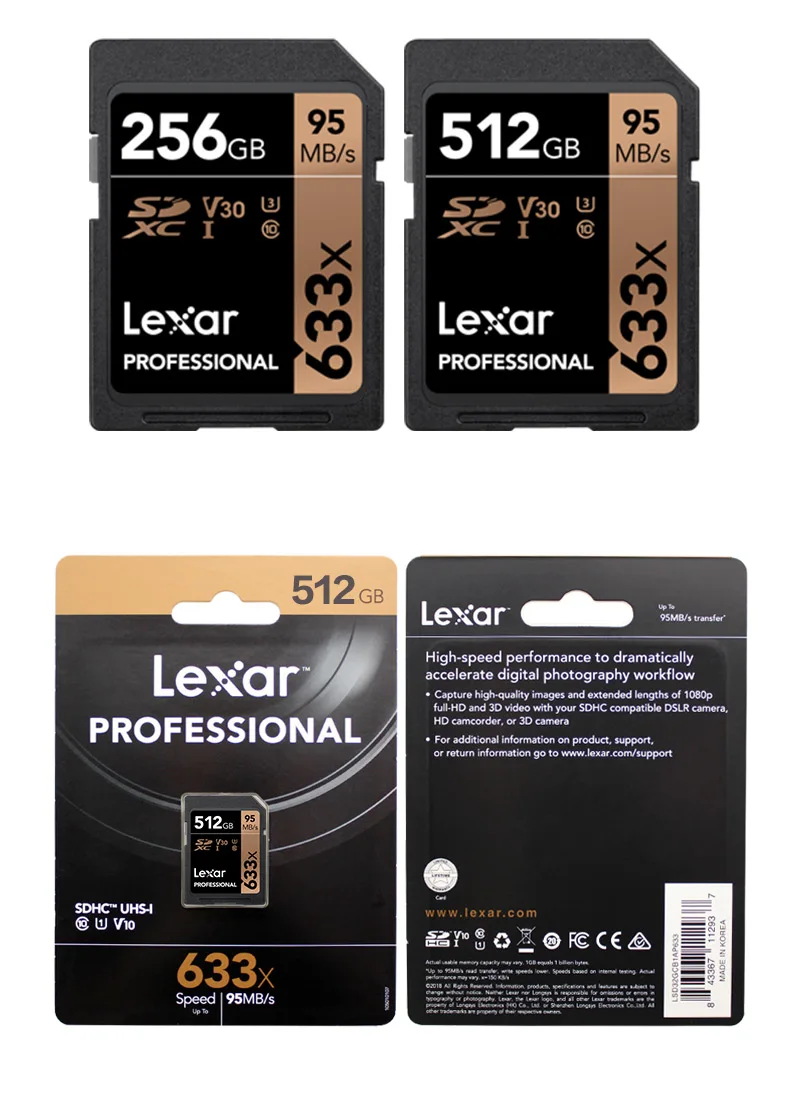 Lexar 633x SD карта 64 Гб 128 ГБ 32 ГБ transcend compact flash sdxc класс 10 высокоскоростная карта памяти телефон для ceamere планшет ноутбук