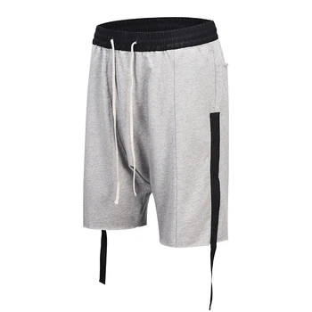 

Men's Double Side Ribbons Joggers Shorts 2019 Vintage Streetwear Hip Hop Baggy Shorts Men Summer Drawstring Drop Crotch Shorts