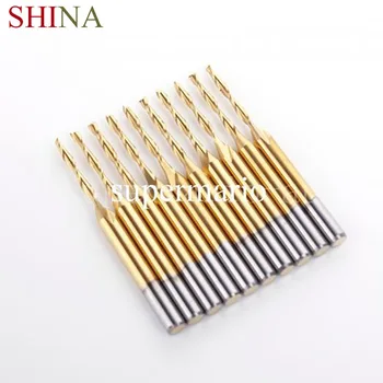 

10pcs 3.175mm 1/8'' Titanium Milling Cutters N2 Coated Carbide drill CNC Router Bit Double Two Flute Spiral Bits 1.5mm x12mm