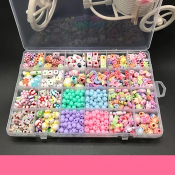 

24 Grid Handwork Puzzle String Beads Toy Acrylic Mixed Beads Sets Kids Threading DIY Jewelry Chain Bracelet Making Accessories