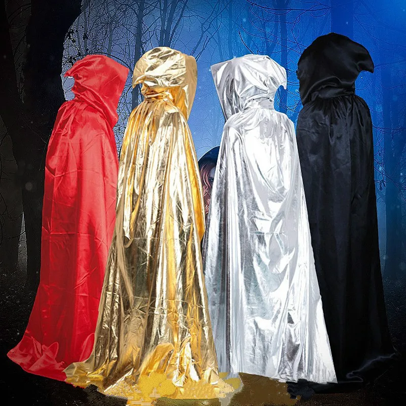 

Gothic Hooded Robe Witch Larp Cape four colors cloak Women Men Halloween Costumes Halloween prop party size S,M,L.XL