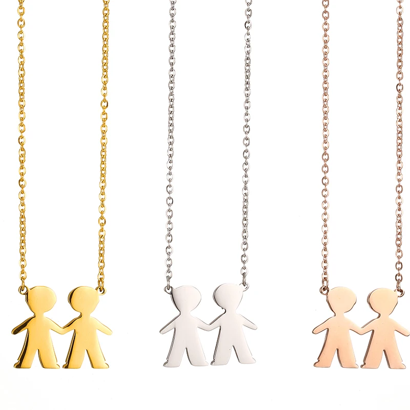 Гравировка имени для мальчиков и девочек, ожерелье из нержавеющей стали, персонализированное детское ожерелье на заказ, цепочка с подвеской