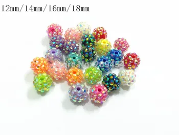 

(Choose Size First) 12mm/14mm/16mm/18mm Mixed Color Resin Rhinestone Beads For Fashion Jewelry Making