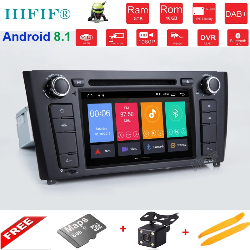 Discount IPS HD 7" Android 8.1 Quad Core Car DVD Player GPS Navigation for BMW E81 2007 2008 2009 2010 2011 E82 2007-2013 E88 2007-2014 0